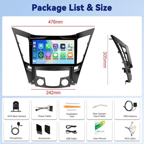 UNITOPSCI 2G+32G Android 13 Car Stereo for Hyundai Sonata 2010-2015 Wireless Apple CarPlay Android Auto 9 Inch HD Touch Screen GPS Navigation Bluetooth Mirror Link WiFi FM WiFi SWC+ Bakup Camera Mic in Saudi Arabia