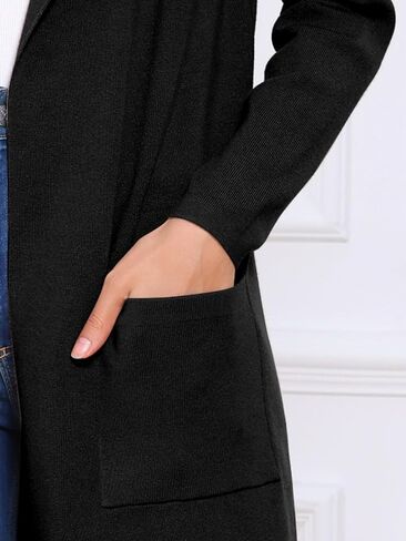 Allegra K Long Cardigan Sweaters for Women Fall Winter Lapel Casual Long Sleeve Open Front Knit Cardigan in Kuwait
