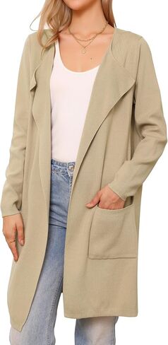 Allegra K Long Cardigan Sweaters for Women Fall Winter Lapel Casual Long Sleeve Open Front Knit Cardigan in Kuwait