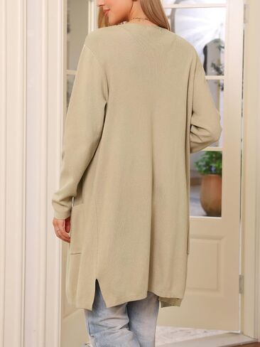 Allegra K Long Cardigan Sweaters for Women Fall Winter Lapel Casual Long Sleeve Open Front Knit Cardigan in Kuwait
