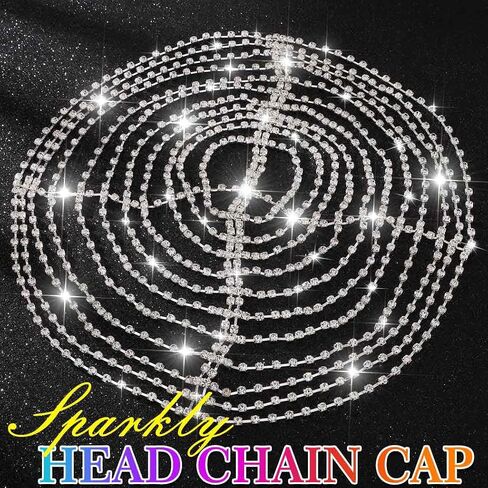 CAKURE 1920s Crystal Cap Headpiece Flapper Cap Head Jewelry Roaring 20s Hair Chain Headpiece Rhinestone Head Chain Jewelry Art Deco Party Hair Accesories for Women (a-gold, one size) in Saudi Arabia