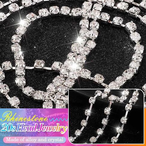 CAKURE 1920s Crystal Cap Headpiece Flapper Cap Head Jewelry Roaring 20s Hair Chain Headpiece Rhinestone Head Chain Jewelry Art Deco Party Hair Accesories for Women (a-gold, one size) in Saudi Arabia