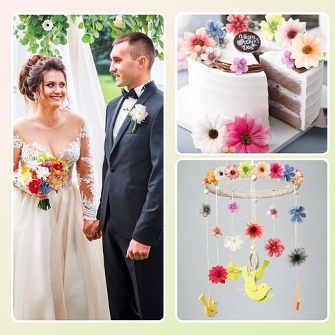 100 Pcs Faux Flower Heads Artificial Flowers Mini Rose Daisy Peony Plum Blossom Flowers Fabric Flowers DIY Flower Decoration Artificial Daisy Craft for Wedding Home Garland, 4.5 Cm, 2 cm in Kuwait