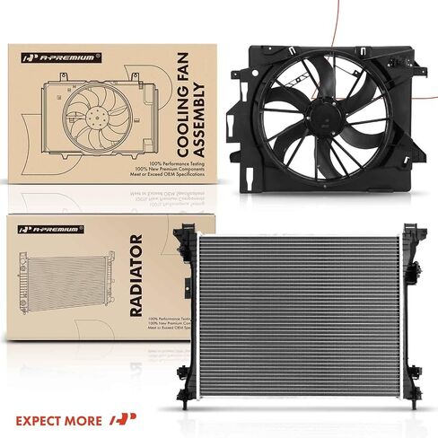 A-Premium Engine Coolant Radiator & Cooling Fan Assembly Compatible with Dodge Grand Caravan 2008-2020 & Chrysler Town & Country 2008-2016 & Volkswagen Routan 2009-2014 & Ram C/V 2012-2015, 2-PC Set in Saudi Arabia