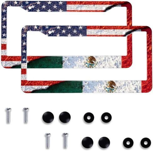 Paw Print License Plate Frame - 2 Pcs Black White Dog Paw Design License Plate Covers Aluminum Metal Novelty Auto Car Tag Holder with 2 Holes 12.3" x 6.3"in Equipped with Screws for Women/Men in Saudi Arabia