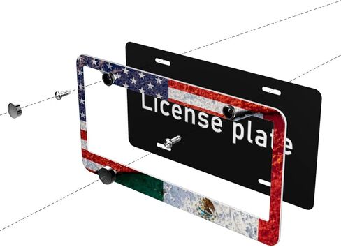Paw Print License Plate Frame - 2 Pcs Black White Dog Paw Design License Plate Covers Aluminum Metal Novelty Auto Car Tag Holder with 2 Holes 12.3" x 6.3"in Equipped with Screws for Women/Men in Saudi Arabia