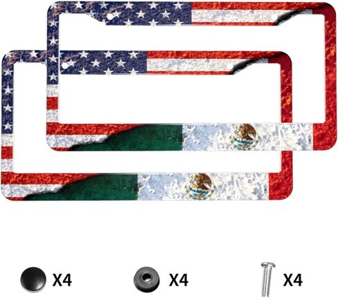 Paw Print License Plate Frame - 2 Pcs Black White Dog Paw Design License Plate Covers Aluminum Metal Novelty Auto Car Tag Holder with 2 Holes 12.3" x 6.3"in Equipped with Screws for Women/Men in Saudi Arabia