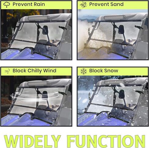 HECASA 1/4 inch Windshield Compatible with 2006-2009 Yamaha Rhino 450, 2004-2007 660,2008-2013 700 Folding Windscreen Clear in Saudi Arabia