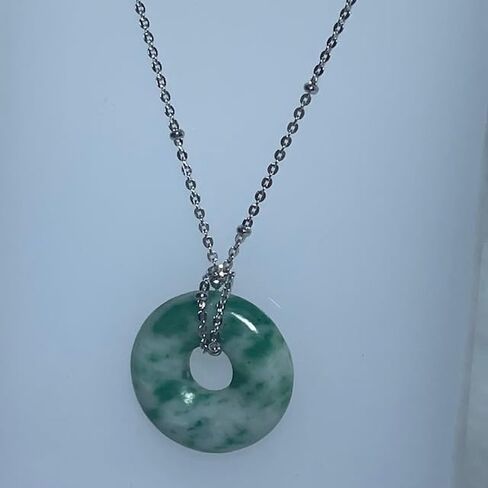 Jade Jadeite Disc Donut pendant or Necklace with Sterling Silver Chain in Saudi Arabia