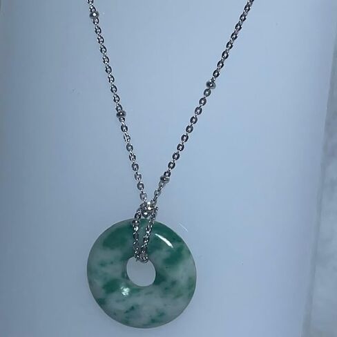 Jade Jadeite Disc Donut pendant or Necklace with Sterling Silver Chain in Saudi Arabia
