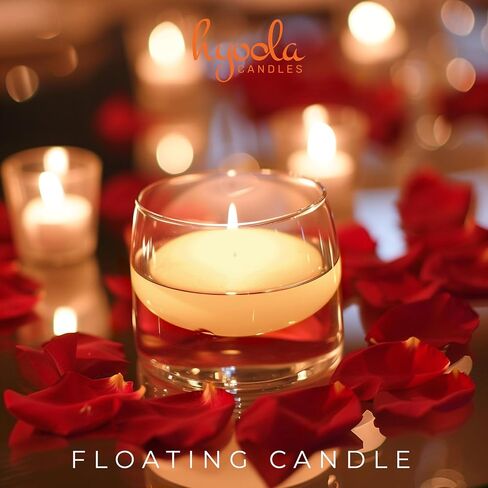 Hyoola Premium White Floating Candles 3 Inch - 8 Hour - 12 Pack - European Made in Saudi Arabia