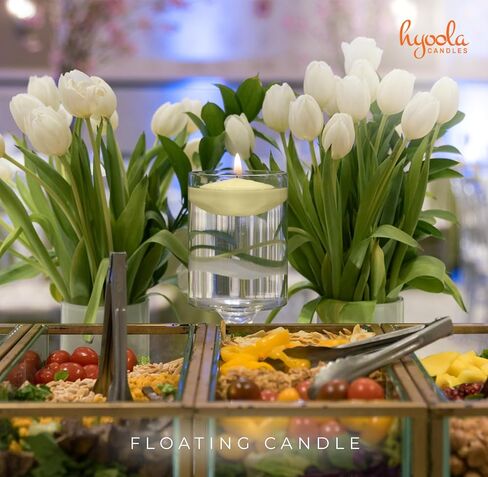 Hyoola Premium White Floating Candles 3 Inch - 8 Hour - 12 Pack - European Made in Saudi Arabia