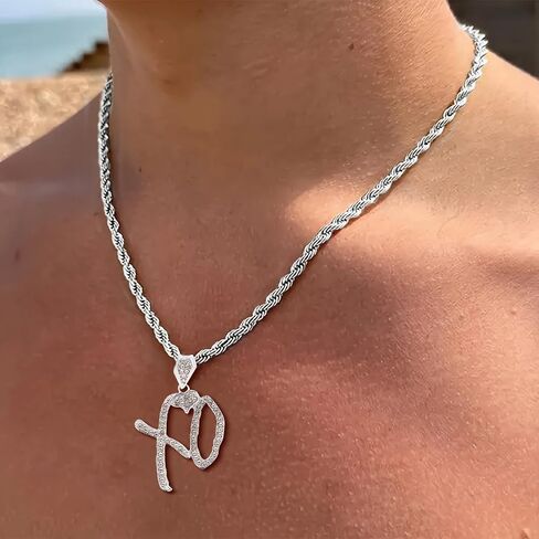 الهيب هوب XO قلادة بحرف قلادة للنساء الرجال ، زركون Xo قلادة بحرف قلادة هدية مجوهرات لمحبي موسيقى الروك مغني الراب in Kuwait
