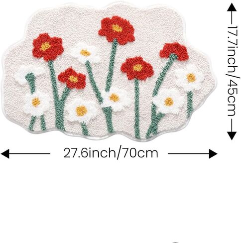 سجادة حمام على شكل زهور، سجادة معنقدة قطيفة على شكل زهرة، سجادة حمام ممتعة لطيفة غير قابلة للانزلاق لتزيين حوض الاستحمام، 17.32 بوصة × 29.92 بوصة، زهور in Kuwait