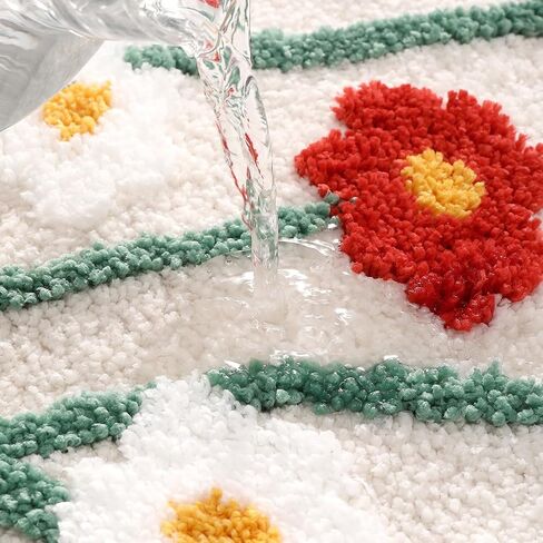 سجادة حمام على شكل زهور، سجادة معنقدة قطيفة على شكل زهرة، سجادة حمام ممتعة لطيفة غير قابلة للانزلاق لتزيين حوض الاستحمام، 17.32 بوصة × 29.92 بوصة، زهور in Kuwait