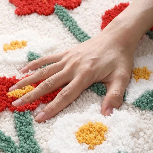 سجادة حمام على شكل زهور، سجادة معنقدة قطيفة على شكل زهرة، سجادة حمام ممتعة لطيفة غير قابلة للانزلاق لتزيين حوض الاستحمام، 17.32 بوصة × 29.92 بوصة، زهور in Kuwait