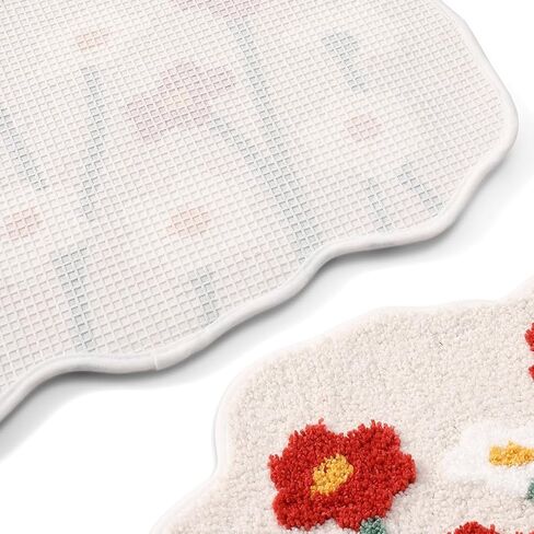 سجادة حمام على شكل زهور، سجادة معنقدة قطيفة على شكل زهرة، سجادة حمام ممتعة لطيفة غير قابلة للانزلاق لتزيين حوض الاستحمام، 17.32 بوصة × 29.92 بوصة، زهور in Kuwait