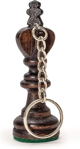 سلسلة مفاتيح قطعة شطرنج خشبية من هوساريا - خشب البوق، لمسة نهائية سوداء مع حلقة معدنية in Kuwait