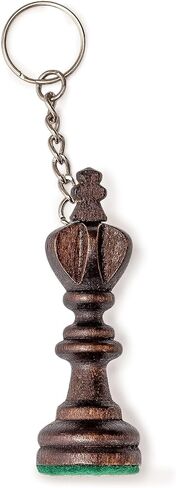 سلسلة مفاتيح قطعة شطرنج خشبية من هوساريا - خشب البوق، لمسة نهائية سوداء مع حلقة معدنية in Kuwait