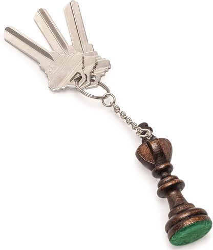 سلسلة مفاتيح قطعة شطرنج خشبية من هوساريا - خشب البوق، لمسة نهائية سوداء مع حلقة معدنية in Kuwait