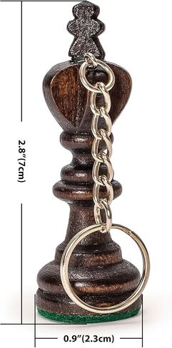 سلسلة مفاتيح قطعة شطرنج خشبية من هوساريا - خشب البوق، لمسة نهائية سوداء مع حلقة معدنية in Kuwait