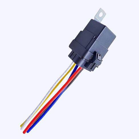 مرحل السيارات Losauto 40/30 Ampere 24 Volt DC، مع موصل أسلاك 5-core، سلك نحاسي مجلفن شديد التحمل 12/16AWG، سلك نحاسي مجلفن 5-core SPDT Pure Copper Coil مقاوم للماء. مجموعة مكونة من 5 قطع. in Kuwait