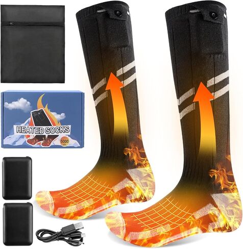 Heated Socks for Men Women Rechargeable: Improved Heated Socks 5000 mAh Battery Electric Thermal Clothing Chauffant Pour Femme in Saudi Arabia