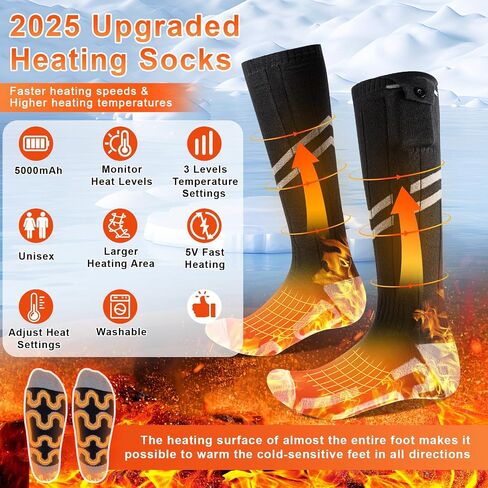 Heated Socks for Men Women Rechargeable: Improved Heated Socks 5000 mAh Battery Electric Thermal Clothing Chauffant Pour Femme in Saudi Arabia