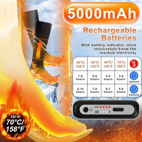 Heated Socks for Men Women Rechargeable: Improved Heated Socks 5000 mAh Battery Electric Thermal Clothing Chauffant Pour Femme in Saudi Arabia