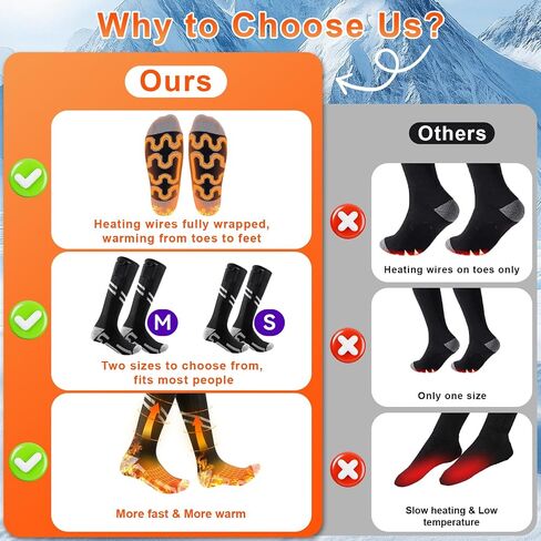Heated Socks for Men Women Rechargeable: Improved Heated Socks 5000 mAh Battery Electric Thermal Clothing Chauffant Pour Femme in Saudi Arabia
