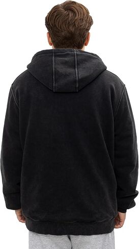 Men's Acid Wash Fleece Sherpa Lined Hoodie Jacket Winter Warm Zip Up Hoodies Heavyweight Vintage Sweatshirt Coat in Saudi Arabia