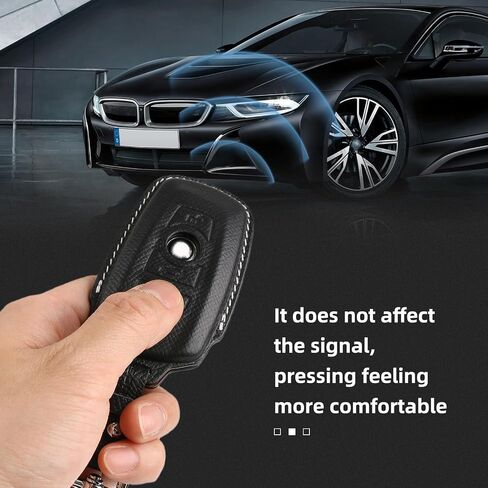 غطاء مفتاح فوب من الجلد الطبيعي لسيارة BMW مع غطاء سلسلة مفاتيح لسيارة BMW 1 3 4 5 6 7Series X3 X4 X5 X6 M5 M6 3GT 5GT-Black in Kuwait