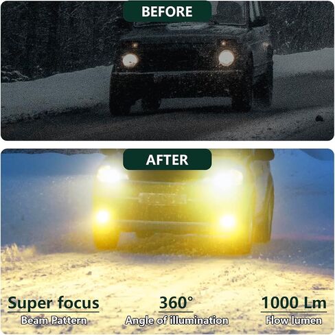 قطعتان من المصابيح الأمامية 9005/9006 LED لمبة الضباب، 9005/9006 LED لمبة المصباح الأمامي منخفضة الشعاع، 6500K 12V ضوء الضباب للسيارة، 100W أضواء النهار الجري، المصابيح الأمامية لمعظم المركبات بداية سريعة (أصفر) in Kuwait