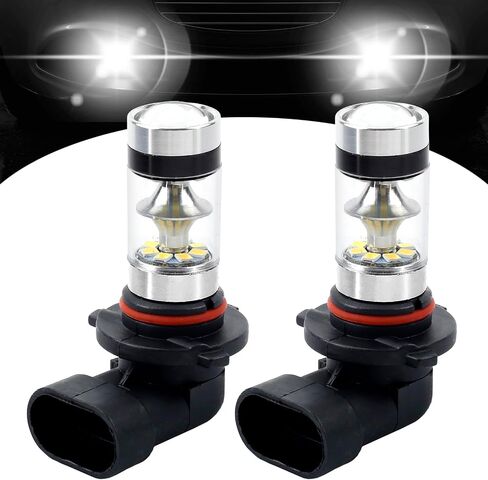قطعتان من المصابيح الأمامية 9005/9006 LED لمبة الضباب، 9005/9006 LED لمبة المصباح الأمامي منخفضة الشعاع، 6500K 12V ضوء الضباب للسيارة، 100W أضواء النهار الجري، المصابيح الأمامية لمعظم المركبات بداية سريعة (أصفر) in Kuwait