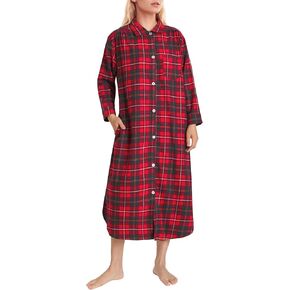 Latuza Women's Cotton Flannel Button Down Nightgown with Pockets in Kuwait