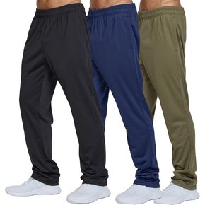Ultra Performance 3 Pack Mens Athletic Open Bottom Sweatpants Active Track Pants Casual Tricot Wide Leg Sweat Pants for Men in Kuwait