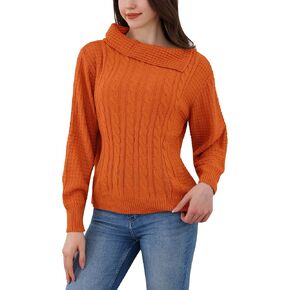 LemonGirl Womens 2025 Knit Pullover Long Sleeve with Fold Over Collar Fall Casual Trendy Sweater in Kuwait