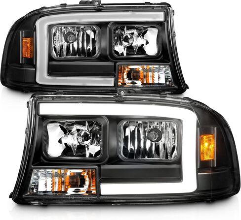 AmeriLite for Dodge 1997-2004 Dakota / 98-03 Durango C-Type LED Tube Black Replacement Headlight Set - Passenger and Driver Side in Saudi Arabia