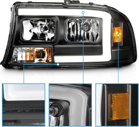AmeriLite for Dodge 1997-2004 Dakota / 98-03 Durango C-Type LED Tube Black Replacement Headlight Set - Passenger and Driver Side in Saudi Arabia