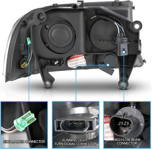 AmeriLite for Dodge 1997-2004 Dakota / 98-03 Durango C-Type LED Tube Black Replacement Headlight Set - Passenger and Driver Side in Saudi Arabia