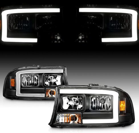AmeriLite for Dodge 1997-2004 Dakota / 98-03 Durango C-Type LED Tube Black Replacement Headlight Set - Passenger and Driver Side in Saudi Arabia