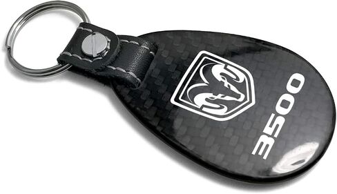 iPick Image Compatible with RAM 3500 Logo Real Black Carbon Fiber with Leather Strap Large Tear Drop Key Chain in Saudi Arabia