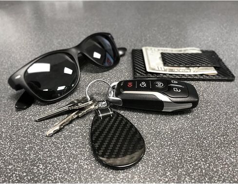 iPick Image Compatible with RAM 3500 Logo Real Black Carbon Fiber with Leather Strap Large Tear Drop Key Chain in Saudi Arabia