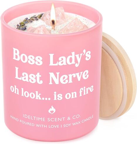 Boss Day Gifts for Women, Funny Boss's Last Nerve Candle 10oz, Best Boss Lady Gifts for Women Female Manager Leader on Boss's Day Birthday Retirement Promotion, Soy Wax Scented Candles in Kuwait