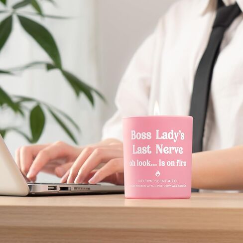 Boss Day Gifts for Women, Funny Boss's Last Nerve Candle 10oz, Best Boss Lady Gifts for Women Female Manager Leader on Boss's Day Birthday Retirement Promotion, Soy Wax Scented Candles in Kuwait