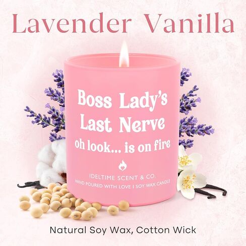 Boss Day Gifts for Women, Funny Boss's Last Nerve Candle 10oz, Best Boss Lady Gifts for Women Female Manager Leader on Boss's Day Birthday Retirement Promotion, Soy Wax Scented Candles in Kuwait
