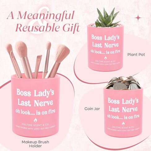 Boss Day Gifts for Women, Funny Boss's Last Nerve Candle 10oz, Best Boss Lady Gifts for Women Female Manager Leader on Boss's Day Birthday Retirement Promotion, Soy Wax Scented Candles in Kuwait