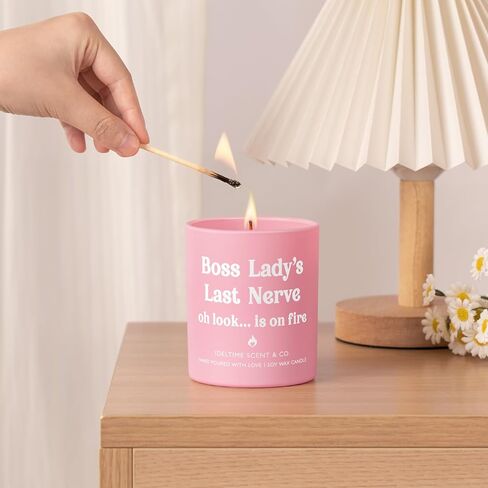 Boss Day Gifts for Women, Funny Boss's Last Nerve Candle 10oz, Best Boss Lady Gifts for Women Female Manager Leader on Boss's Day Birthday Retirement Promotion, Soy Wax Scented Candles in Kuwait