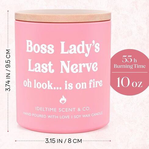 Boss Day Gifts for Women, Funny Boss's Last Nerve Candle 10oz, Best Boss Lady Gifts for Women Female Manager Leader on Boss's Day Birthday Retirement Promotion, Soy Wax Scented Candles in Kuwait