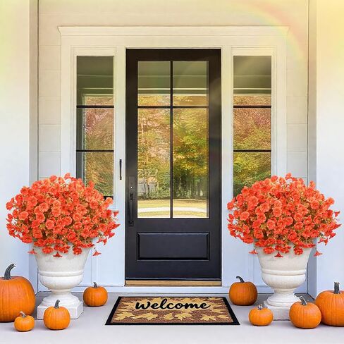 Martine Mall 12 حزم تبدو أزهارًا اصطناعية حقيقية للهواء الطلق ، والزهور الواقعة المزيفة في الهواء الطلق ، وأزهار الحرير الحريرية المقاومة للأشعة فوق البنفسجية للنباتات الخارجية للشرفة الخارجية ، والأبيض in Kuwait